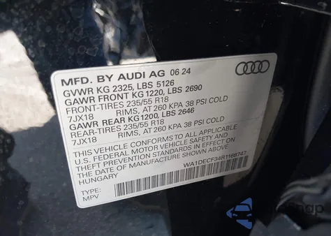 2024 Audi Q3 Premium 45 Tfsi S Line Quattro Tiptronic z USA, uszkodzony, nr VIN WA1DECF34R1168747